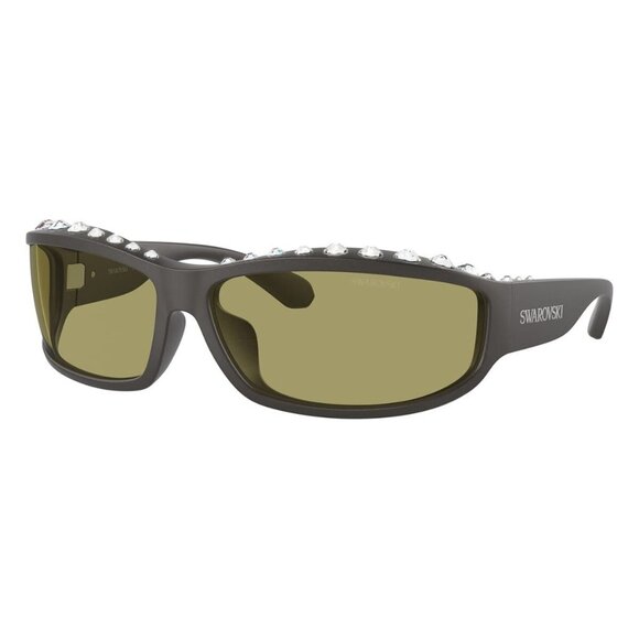 New SWAROVSKI Grey Rectangle SK6009 1021/82 Sunglasses Women - Picture 1 of 6